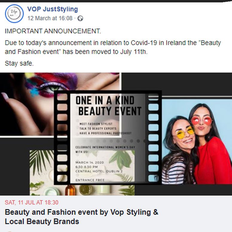 Beauty and Fashion event by Vop Styling & Local Beauty Brands - Saraden Designs rescheduled