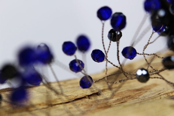 Sapphire Hair Vine, wedding design, Saraden Designs Millinery, handmade Irish designer