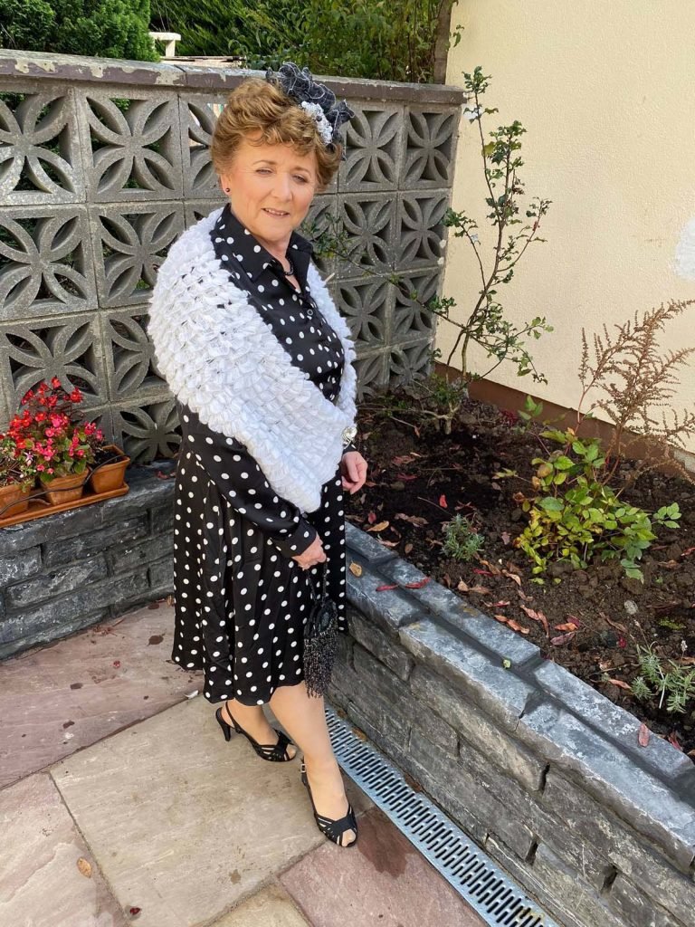 Listowel Races Virtual Ladies Day - Margaret O' Rourke wearing Saraden Designs Millinery Atelier