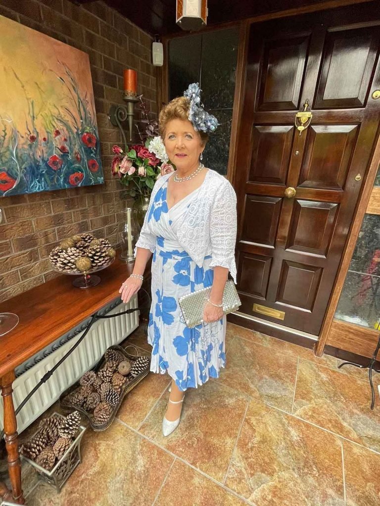 Curragh Ladies Day 2021 Virtual Style Event | Margaret O' Rourke wearing Saraden Designs Millinery Atelier