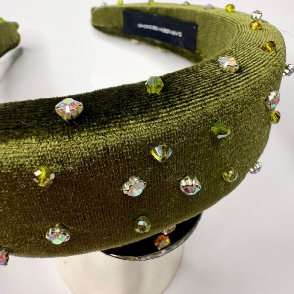 Stocked in Curated Pop Up - Moss Green Velvet Headband - Image 2