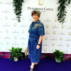 Margaret O' Rourke wearing a custom Saraden Designs piece at the Fairy house Easter Festival 22nd April 2019 Margaret O' Rourke - Fairyhouse Easter Festival - Ladies day 2019