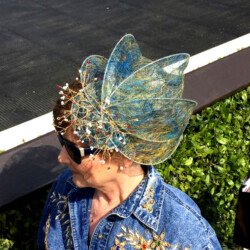 Margaret O' Rourke wearing a custom Saraden Designs piece at the Fairy house Easter Festival 22nd April 2019 Margaret O' Rourke - Fairyhouse Easter Festival - Ladies day 2019