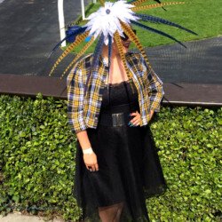 Saraden Designs Owner Sarah O' Rourke wearing her own Millinery Design at the Fairy house Easter Festival 22nd April 2019 Saraden Designs - Fairyhouse Easter Festival - Ladies day 2019