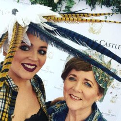 Sarah & Margaret O' Rourke wearing custom Saraden Designs piece at the Fairy house Easter Festival 22nd April 2019 Saraden Designs - Fairyhouse Easter Festival - Ladies day 2019