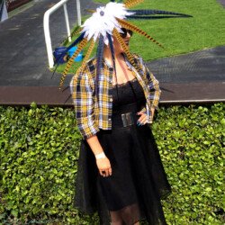 Saraden Designs Owner Sarah O' Rourke wearing her own Millinery Design at the Fairy house Easter Festival 22nd April 2019 Saraden Designs - Fairyhouse Easter Festival - Ladies day 2019