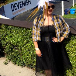 Saraden Designs Owner Sarah O' Rourke wearing her own Millinery Design at the Fairy house Easter Festival 22nd April 2019 Saraden Designs - Fairyhouse Easter Festival - Ladies day 2019