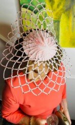 DUBAI DUTY FREE IRISH DERBY VIRTUAL LADIES DAY Margaret O' Rourke wearing Saraden Designs Millinery - Irish Milliner - Award Winning Milliner - Ladies Day - Racing Style DUBAI DUTY FREE IRISH DERBY VIRTUAL LADIES DAY Margaret O' Rourke wearing Saraden Designs Millinery - Irish Milliner - Award Winning Milliner - Ladies Day - Racing Style