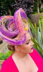 Award winning milliner Sarah O' Rourke Wearing her own Saraden Designs piece Award winning milliner Sarah O' Rourke Wearing her own Saraden Designs piece