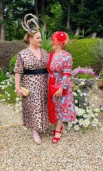 Sarah &Margaret O' Rourke wearing Saraden Designs Millinery - Irish Milliner - Navan Race Course Virtual Ladies Day Sarah &Margaret O' Rourke wearing Saraden Designs Millinery - Irish Milliner - Navan Race Course Virtual Ladies Day