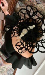 sarah O' Rourke wearing Irish Designer Saraden Designs Millinery Atelier - Herdotie Galway Races