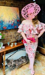 Sarah O' Rourke wearing Irish Designer Saraden Designs Millinery Atelier -Ballinrobe Races Virtual Ladies Day