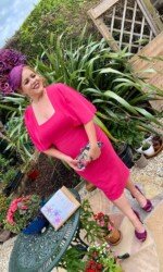 Virtual Galway Races - Sarah O' Rourke wearing Irish Designer Saraden Designs Millinery Atelier