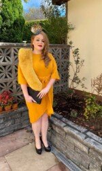 Irish Designer Sarah O' Rourke wearing Saraden Designs Millinery Atelier at the Listowel Virtual Ladies Day