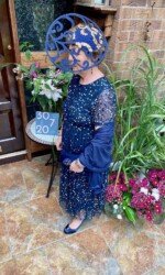Margaret O' Rourke wearing Irish Designer Saraden Designs Millinery Atelier - Herdotie Galway Races