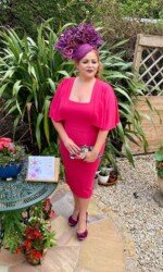 Sarah O' Rourke wearing Irish Designer Saraden Designs Millinery Atelier -Virtual Galway Races