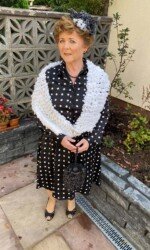 Margaret O' Rourke wearing Saraden Designs Millinery Atelier at the Listowel Virtual Ladies Day