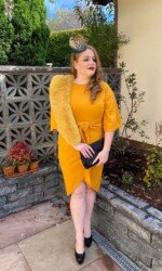 Irish Designer Sarah O' Rourke wearing Saraden Designs Millinery Atelier at the Listowel Virtual Ladies Day