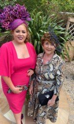 Sarah & Margaret O' Rourke wearing Irish Designer Saraden Designs Millinery Atelier -Virtual Galway Races