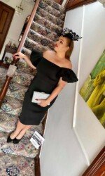 Herdotie Galway Races - Sarah O' Rourke wearing Irish Designer Saraden Designs Millinery Atelier