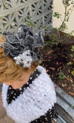 Listowel Races, Virtual Ladies Day - Irish Designer Margaret O' Rourke wearing Saraden Designs Millinery Atelier at the Listowel Virtual Ladies Day