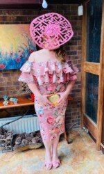 Sarah O' Rourke wearing Irish Designer Saraden Designs Millinery Atelier -Ballinrobe Races Virtual Ladies Day