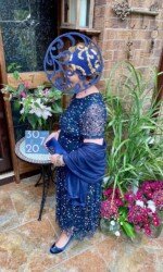 Margaret O' Rourke wearing Irish Designer Saraden Designs Millinery Atelier - Herdotie Galway Races