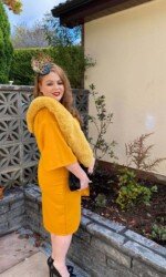 Irish Designer Sarah O' Rourke wearing Saraden Designs Millinery Atelier at the Listowel Virtual Ladies Day