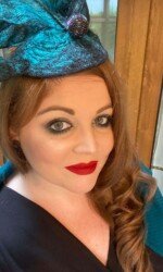 Feileacain Fashion Filies Virtual Ladies Day Sarah O' Rourke wearing Saraden Designs Millinery Atelier