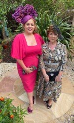 Sarah & Margaret O' Rourke wearing Irish Designer Saraden Designs Millinery Atelier -Virtual Galway Races