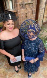Sarah & Margaret O' Rourke wearing Irish Designer Saraden Designs Millinery Atelier - Herdotie Galway Races