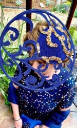 Herdotie Galway Races - Margaret O' Rourke wearing Irish Designer Saraden Designs Millinery Atelier