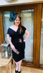 Sarah O' Rourke wearing Irish Designer Saraden Designs Millinery Atelier for the Feileacain Fashion Filies Virtual Ladies Day