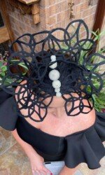 Herdotie Galway Races - Sarah O' Rourke wearing Irish Designer Saraden Designs Millinery Atelier