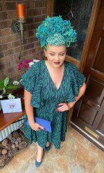 Margaret O' Rourke wearing Irish Designer Saraden Designs Millinery Atelier - VIP Magazine Ladies Dy