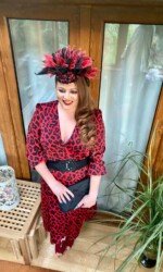 Kilbeggan Races - Sarah O' Rourke wearing Saraden Designs Millinery Atelier for the Kilbeggan Virtual Ladies Day