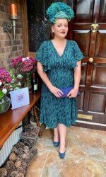 Margaret O' Rourke wearing Irish Designer Saraden Designs Millinery Atelier - VIP Magazine Ladies Dy