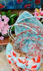 Dundalk Stadium Virtual Ladies Day - Margaret O' Rourke wearing Irish Designer Saraden Designs Millinery Atelier