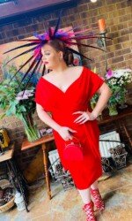 Sarah O' Rourke wearing Irish Designer Saraden Designs Millinery Atelier - Dundalk Stadium Virtual Ladies Day