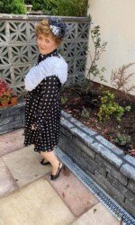 Margaret O' Rourke wearing Saraden Designs Millinery Atelier at the Listowel Virtual Ladies Day