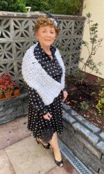 Margaret O' Rourke wearing Saraden Designs Millinery Atelier at the Listowel Virtual Ladies Day