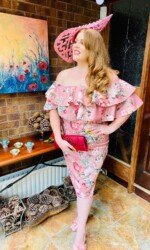 Ballinrobe Races Virtual Ladies Day - Sarah O' Rourke wearing Irish Designer Saraden Designs Millinery Atelier