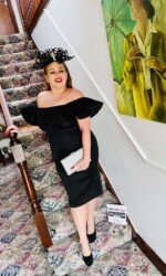 Herdotie Galway Races - Sarah O' Rourke wearing Irish Designer Saraden Designs Millinery Atelier