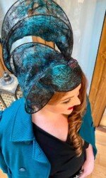 Sarah O' Rourke wearing Saraden Designs Millinery Atelier