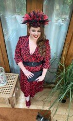 Sarah O' Rourke wearing Saraden Designs Millinery Atelier for the Kilbeggan Virtual Ladies Day