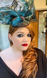 Sarah O' Rourke wearing Irish Designer Saraden Designs Millinery Atelier