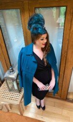 Sarah O' Rourke wearing Saraden Designs Millinery Atelier