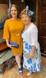 Curragh Ladies Day 2021 | Sarah & Margaret O' Rourke wearing Award winning Irish Designer Saraden Design Millinery Design at The Curragh's virtual Style Event