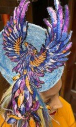 Sarah O' Rourke wearing Award winning Irish Designer Saraden Design Millinery Design at The Curragh's virtual Style Event