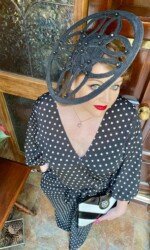 Sarah O' Rourke wearing Irish Design Saraden Designs Millinery Atelier